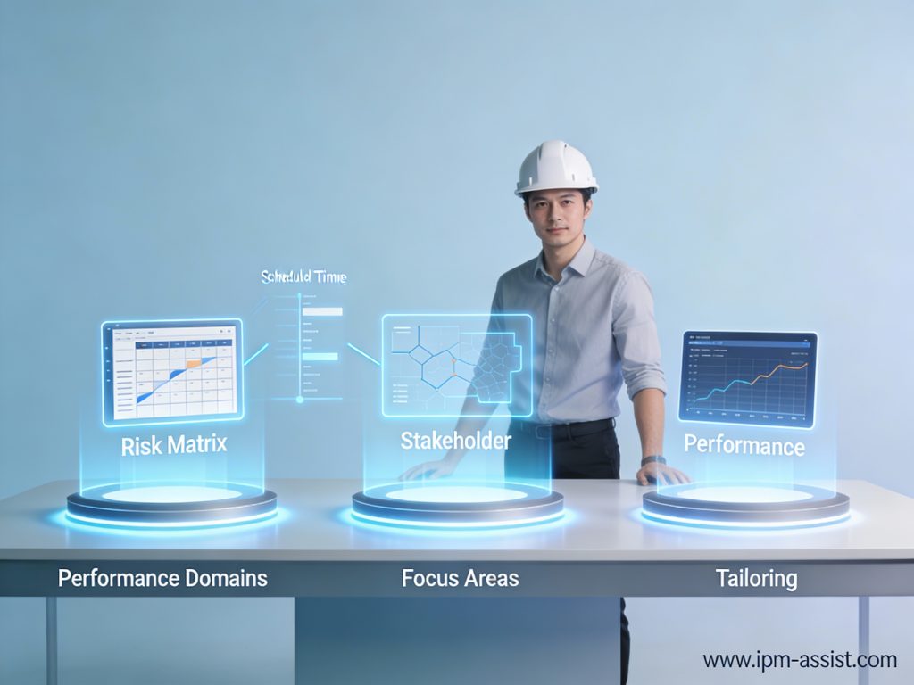 مرور کامل هفت حوزه عملکردی PMBOK 8 شامل Governance، Scope، Schedule، Finance، Resources، Stakeholders و Risk با مثال‌های EPC و IT.